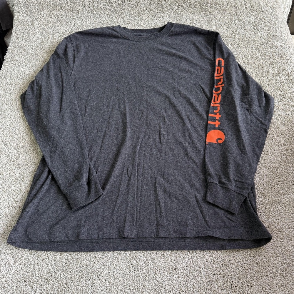 Carhartt Mens XL Gray Long Sleeve Logo Graphic Tee T-Shirt Workwear TK0231-M
